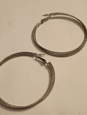 Textured Silver Hoop Earrings for Women